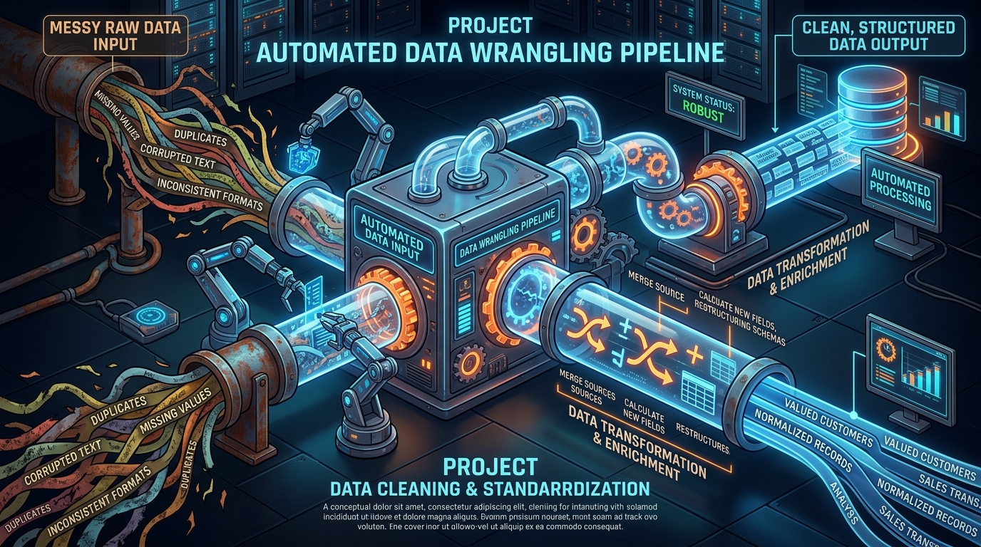 A robust Data Wrangling Pipeline that automates the cleaning and transformation of messy datasets.