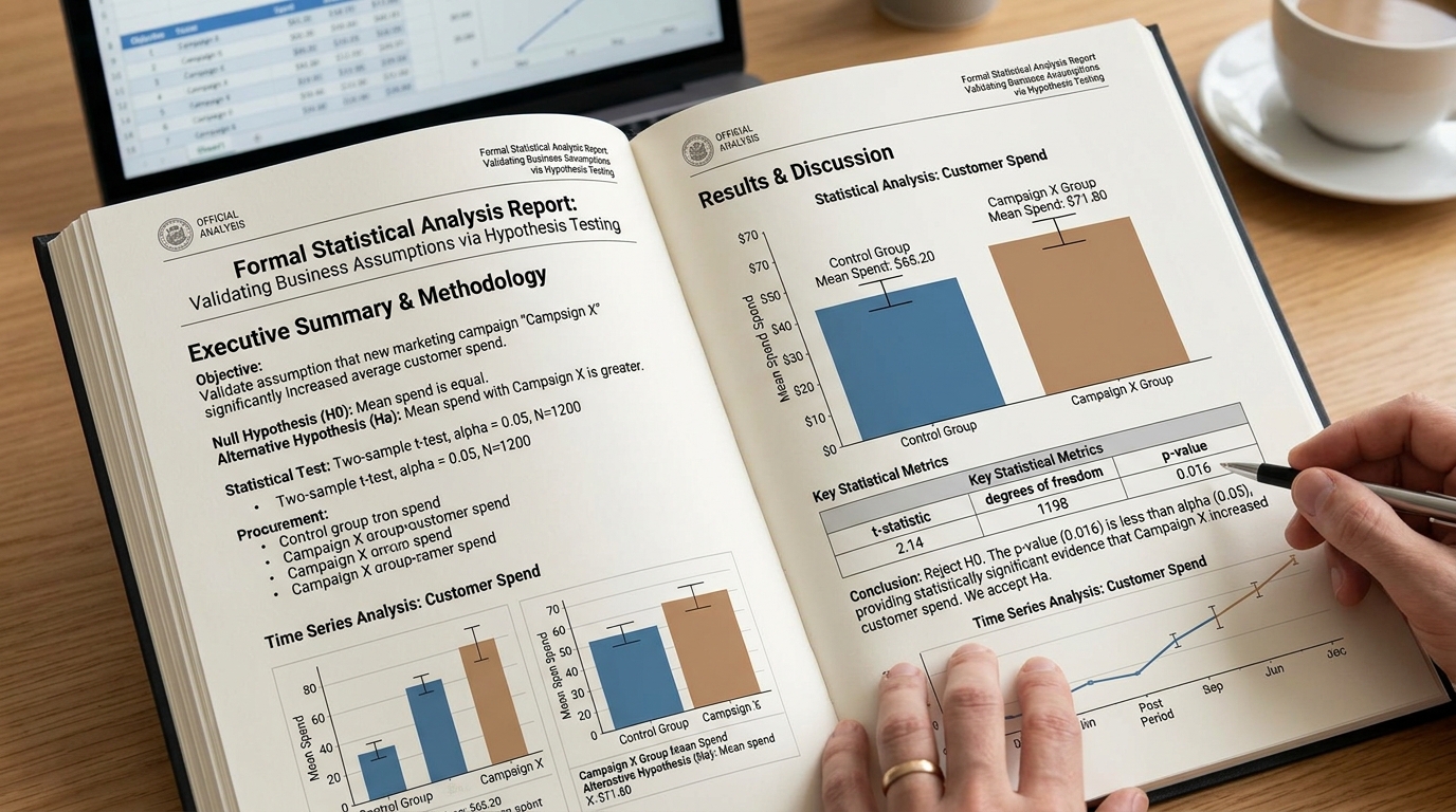 A Formal Statistical Analysis Report using hypothesis testing to validate business assumptions.