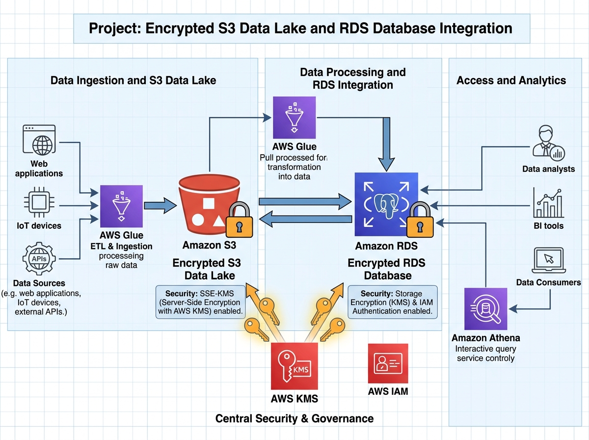 Encrypted S3 Data Lake and RDS Database Integration