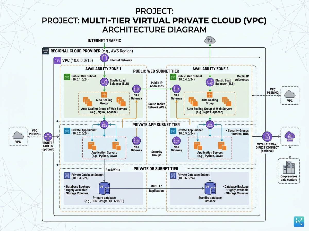 Multi-tier Virtual Private Cloud (VPC) Architecture Diagram