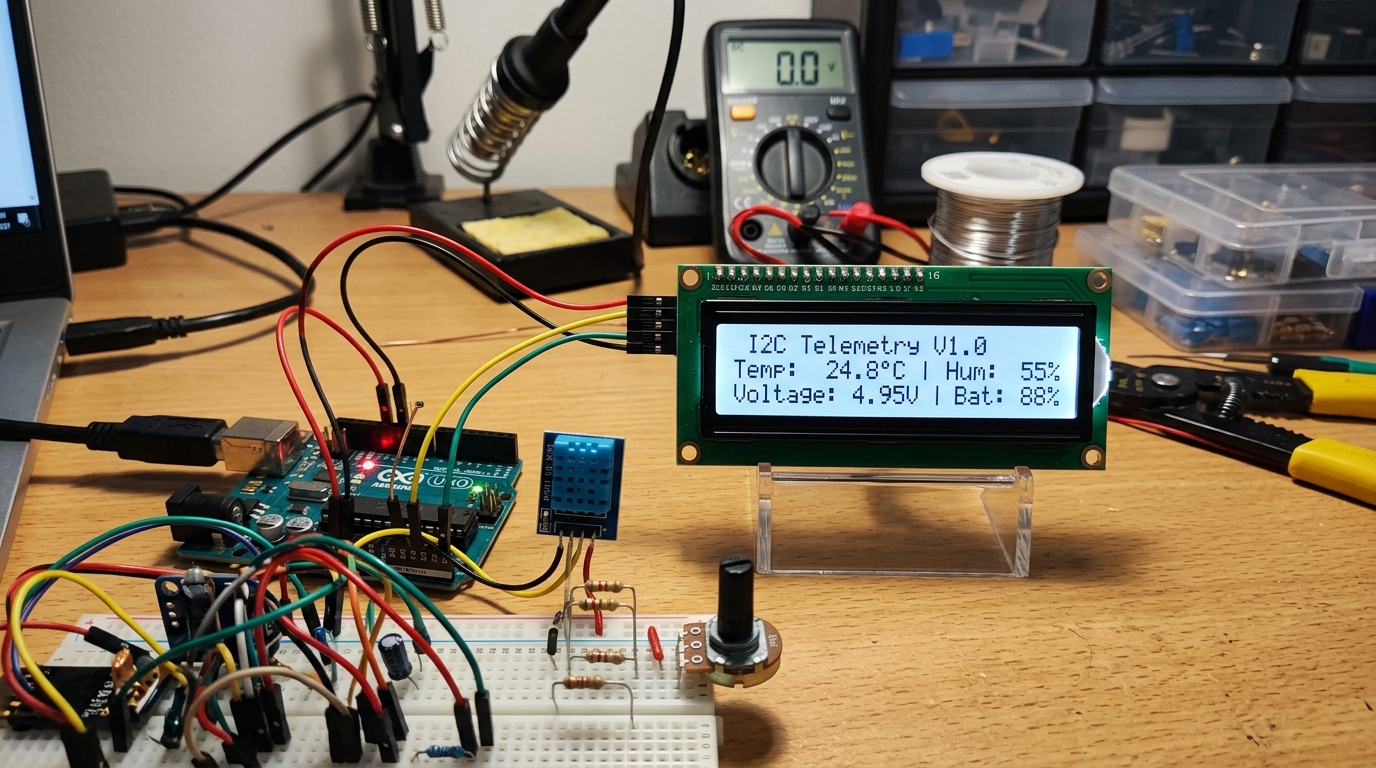 Functioning I2C-based LCD Telemetry Display