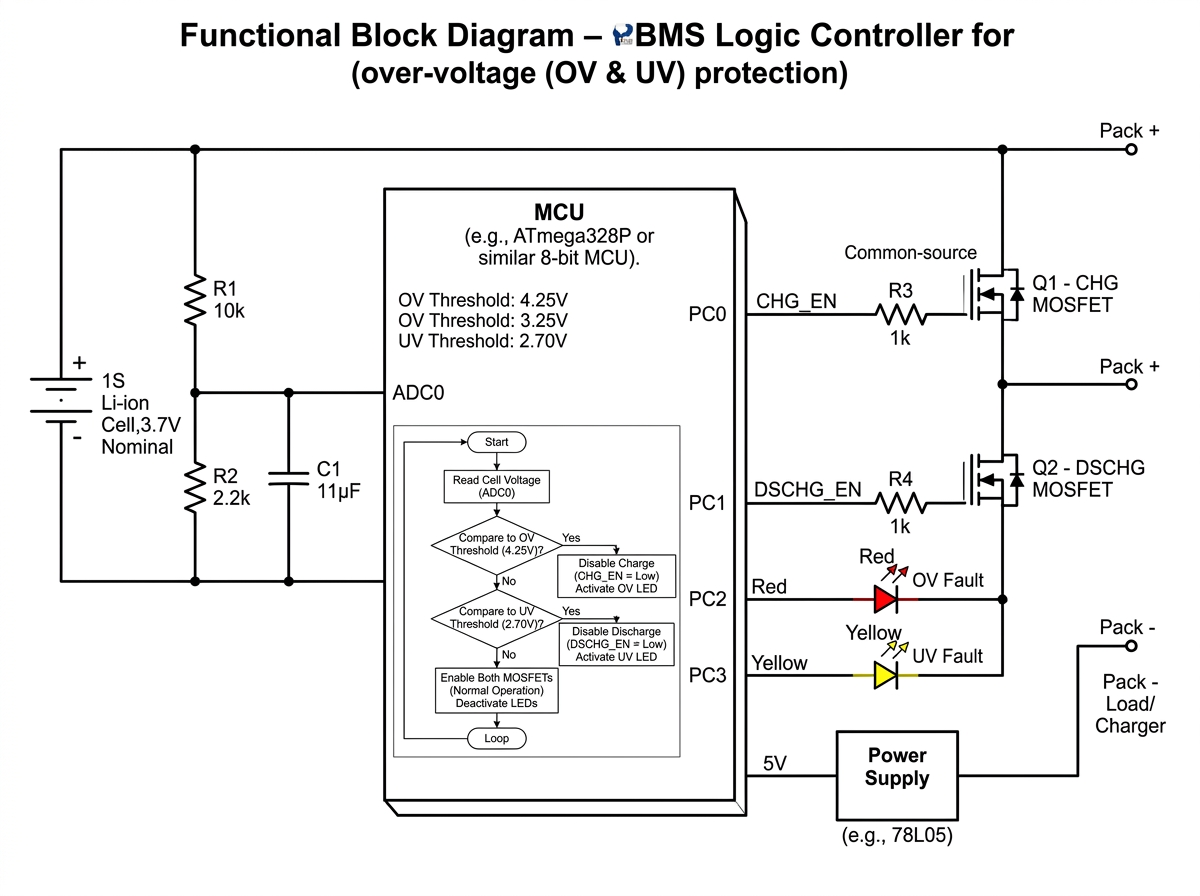BMS Logic Controller for over-voltage and under-voltage protection