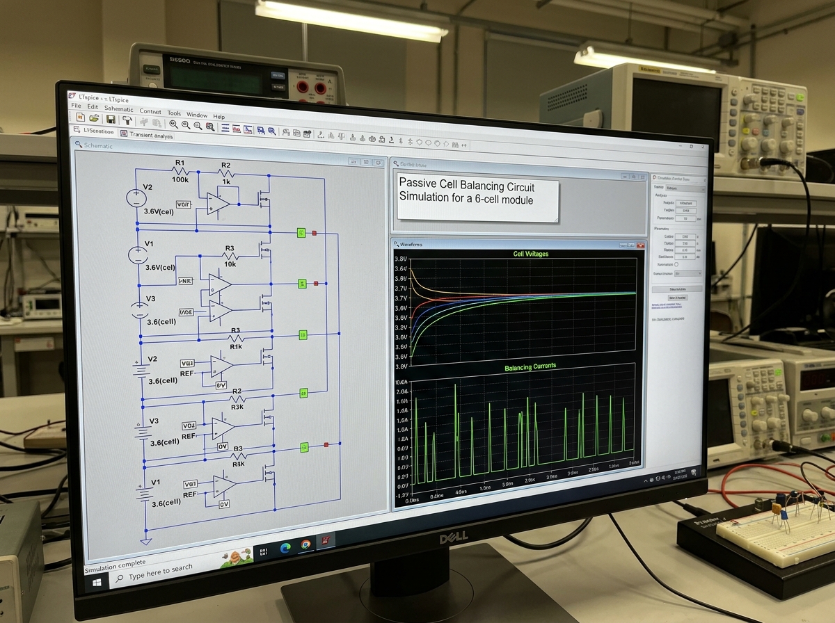 Passive Cell Balancing Circuit Simulation for a 6-cell module