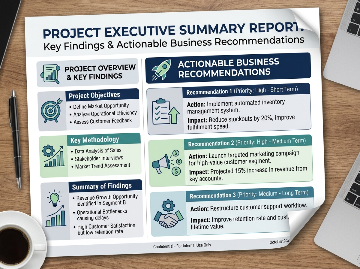 Executive Summary Report with actionable business recommendations