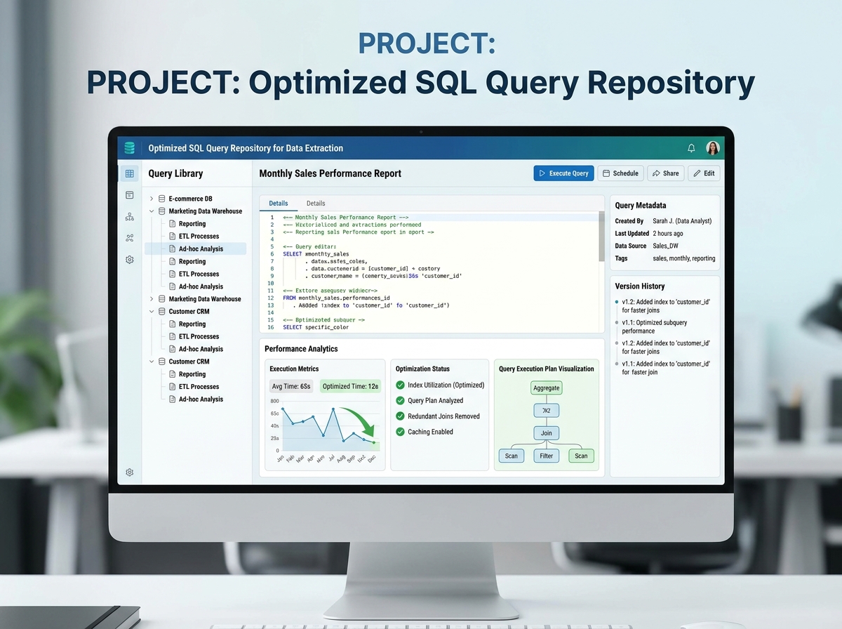 Optimized SQL query repository for data extraction