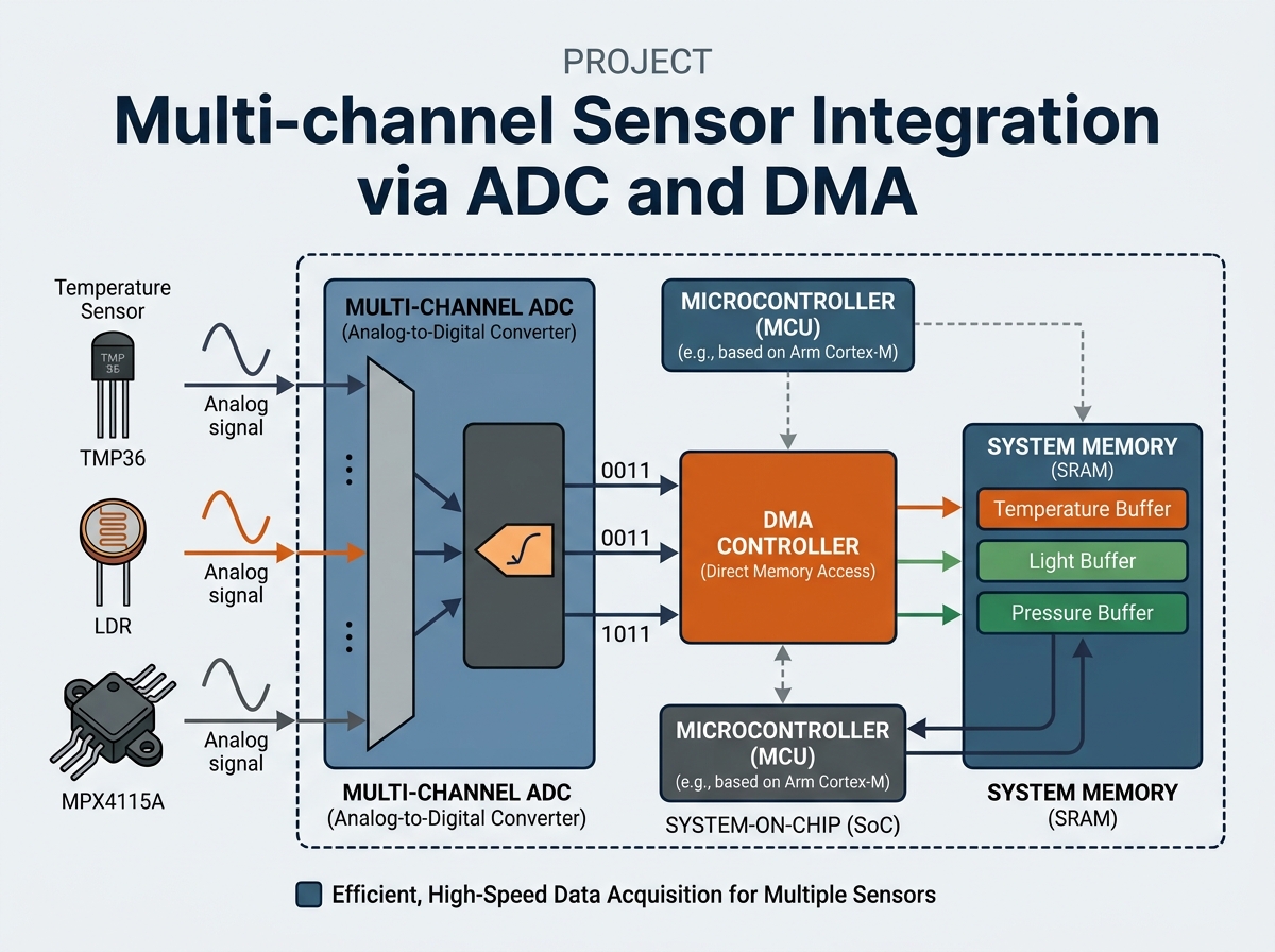 Multi-channel Sensor Integration via ADC and DMA