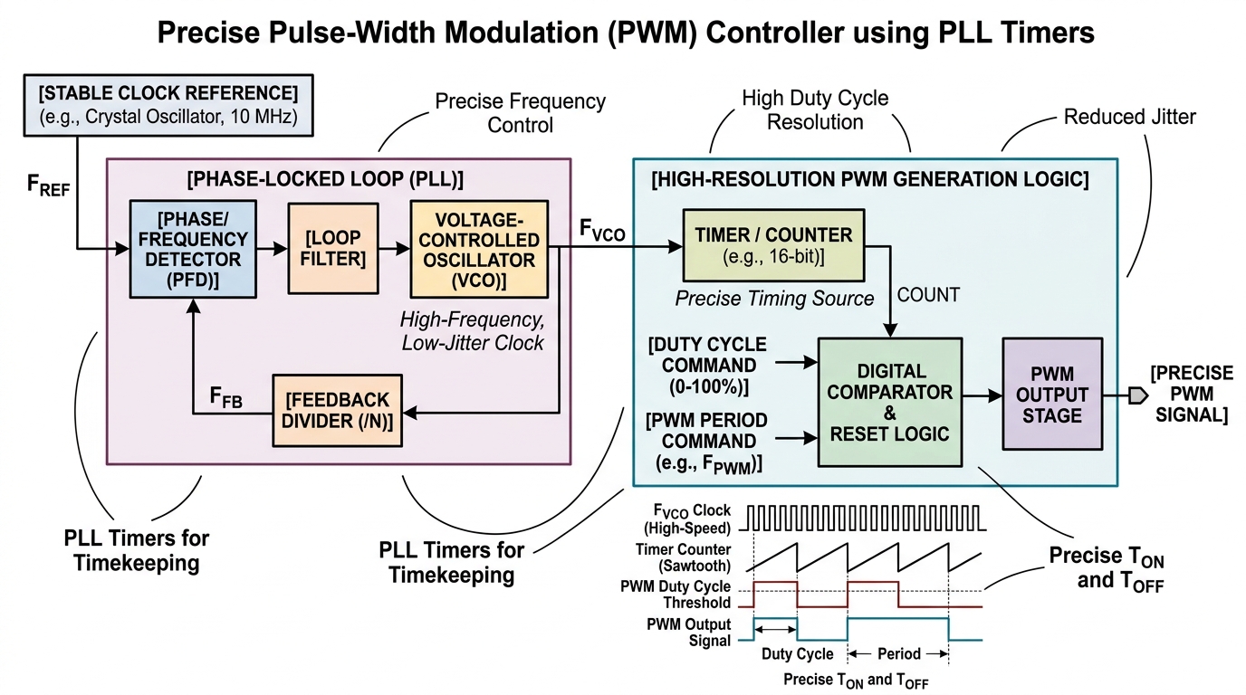 Precise Pulse-Width Modulation (PWM) Controller using PLL Timers