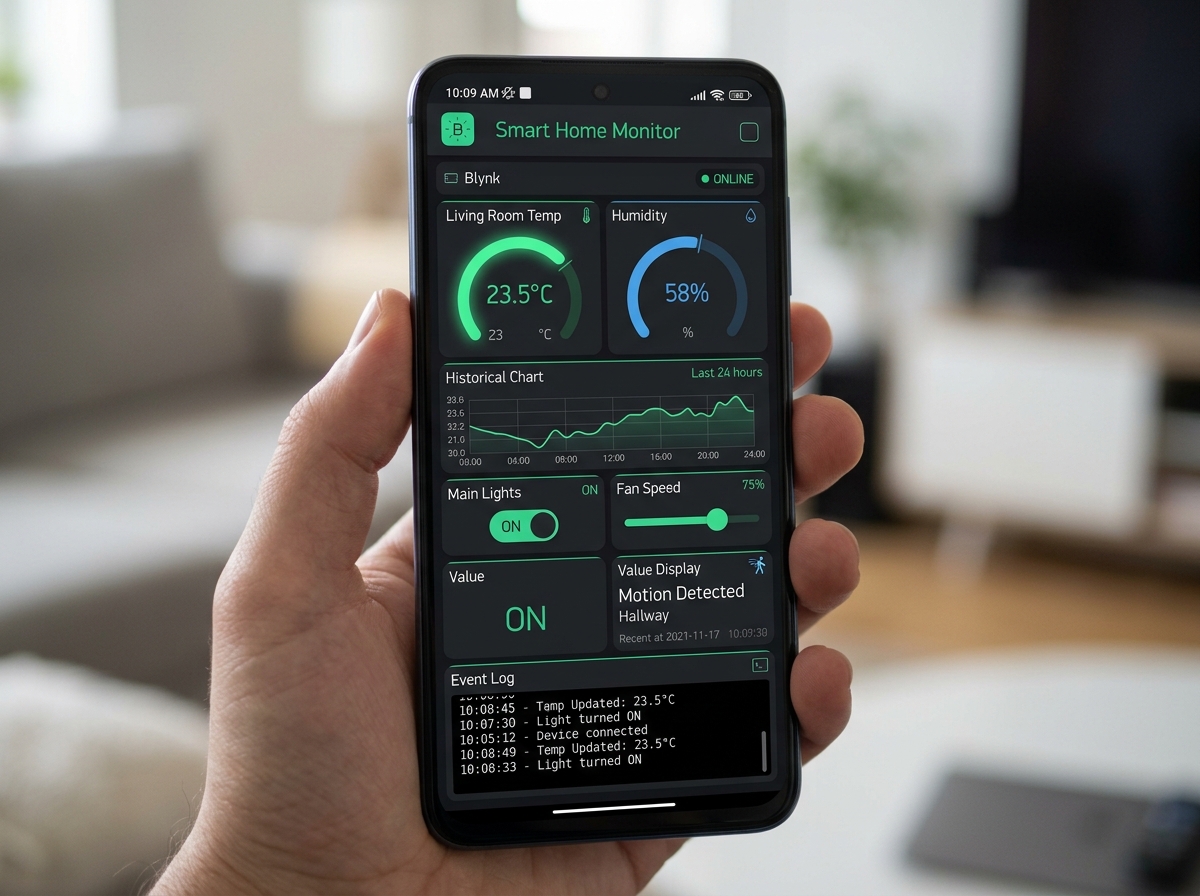 Live Blynk IoT mobile dashboard