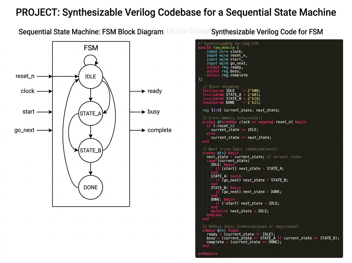 Synthesizable Verilog Codebase for a Sequential State Machine