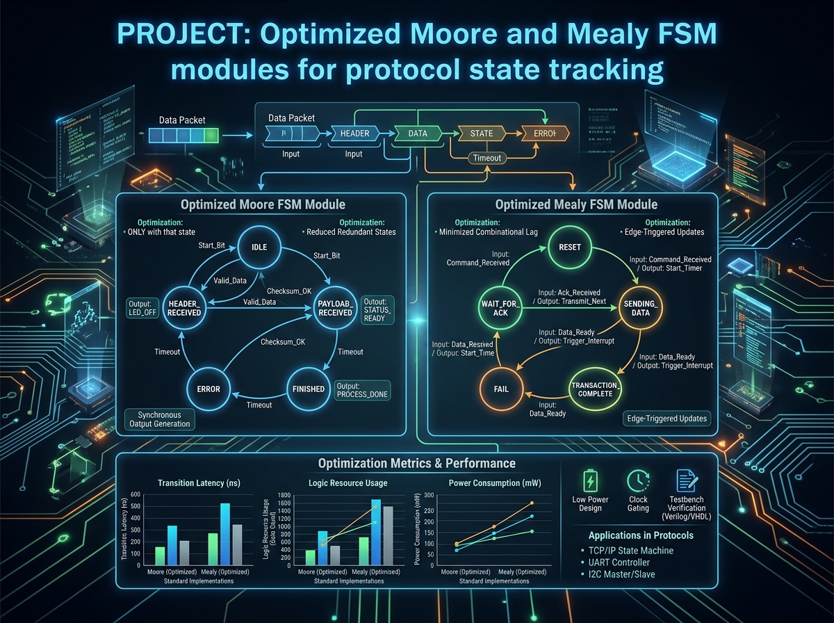 Optimized Moore and Mealy FSM modules for protocol state tracking