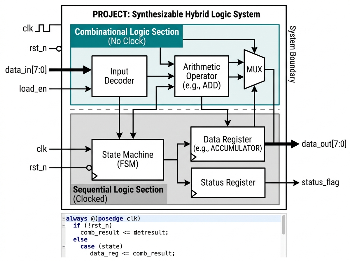 Synthesizable RTL code for a Combinational/Sequential Hybrid Logic System