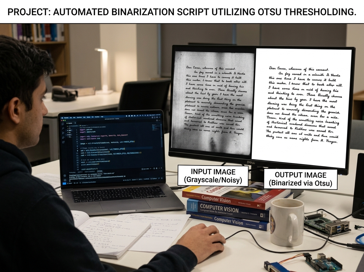 An automated binarization script utilizing Otsu Thresholding.