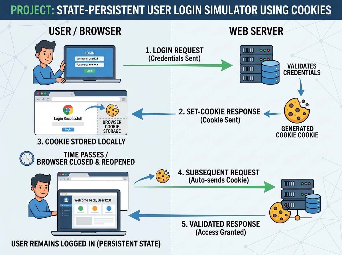 State-persistent User Login simulator using Cookies