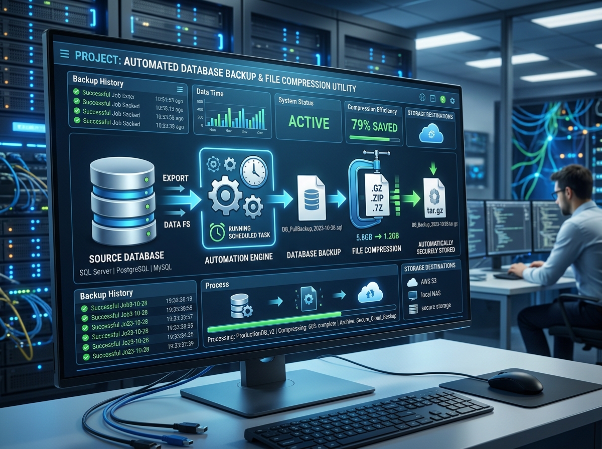 Automated Database Backup and File Compression Utility