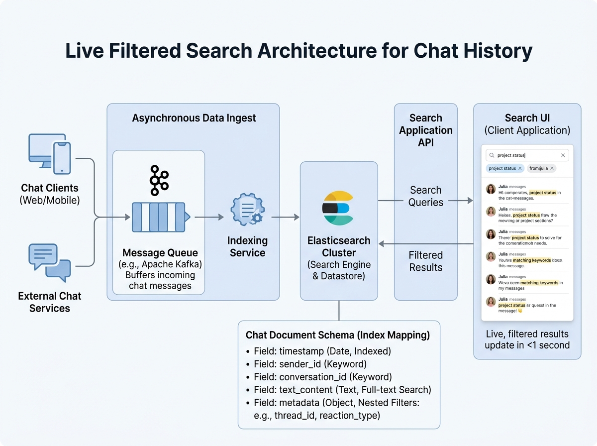 Live filtered search for chat history