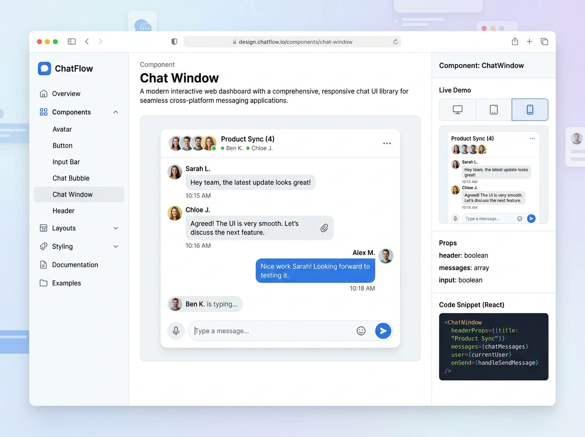 A responsive chat UI component library