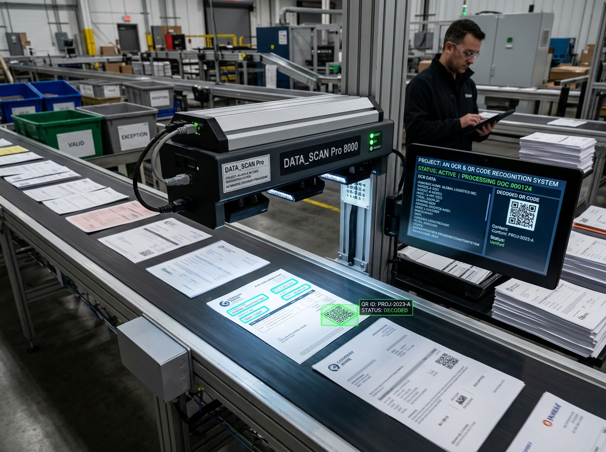 An OCR and QR Code Recognition System optimized for automated scanning and document processing.