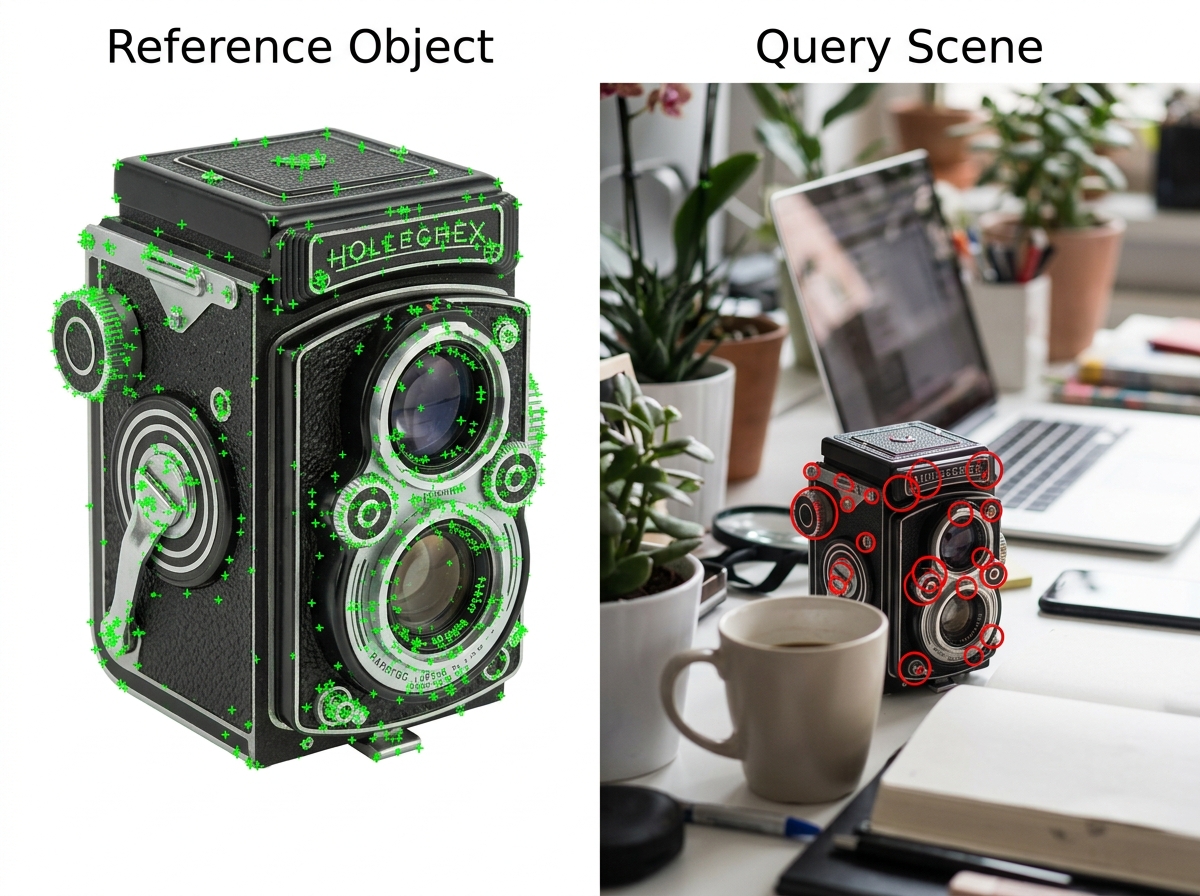 A Feature Detection pipeline using the SIFT algorithm to recognize specific objects across shifting backgrounds.