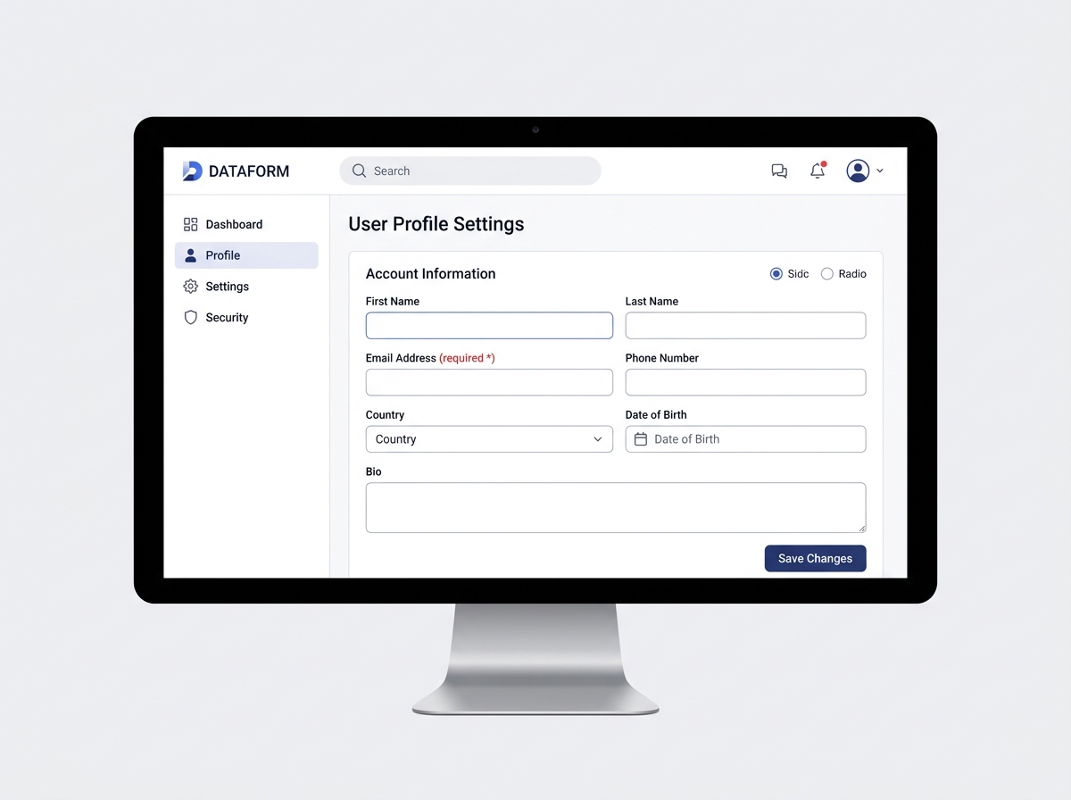 A responsive web interface for user data input