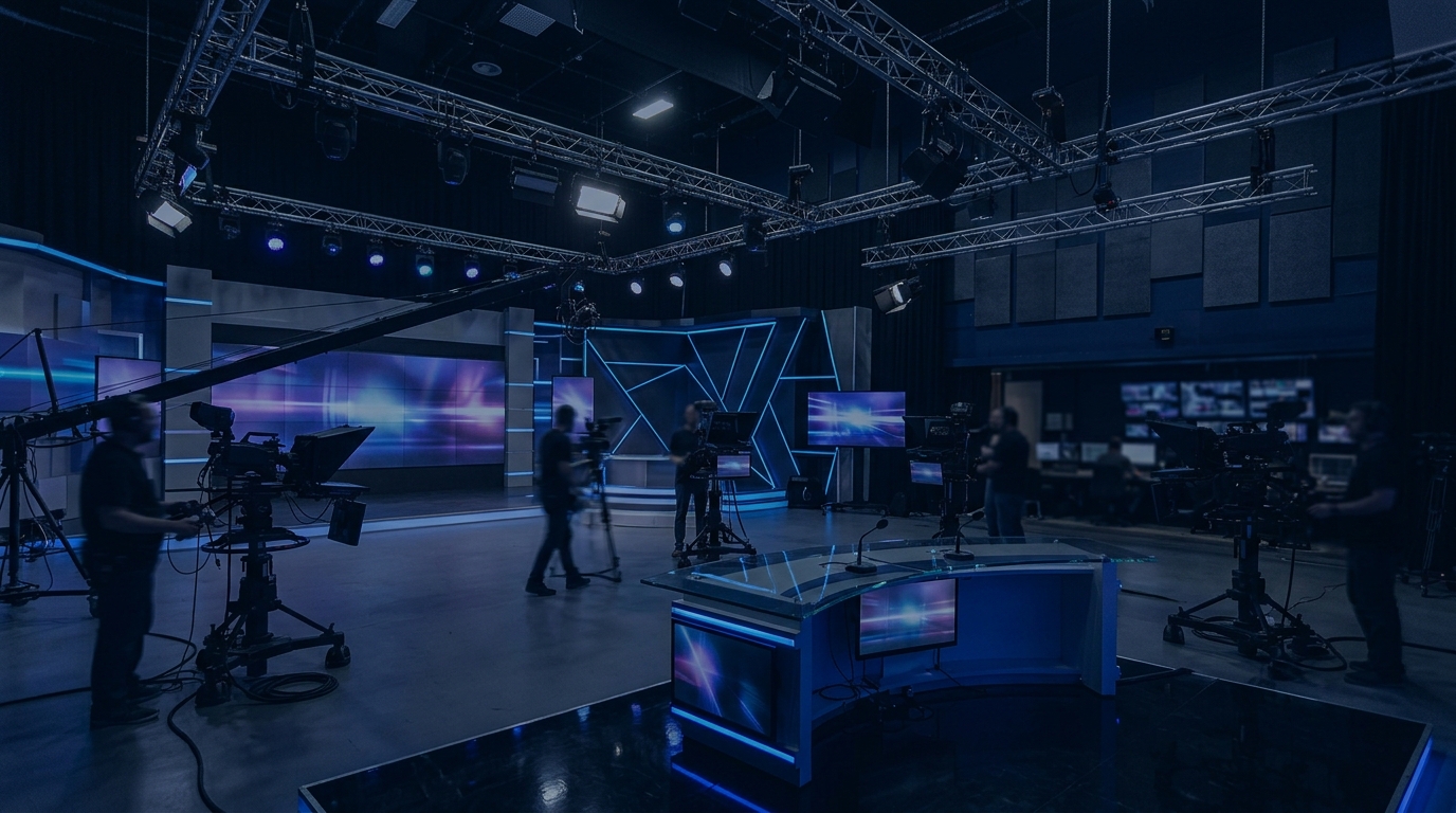 Futuristic control room with holographic interfaces